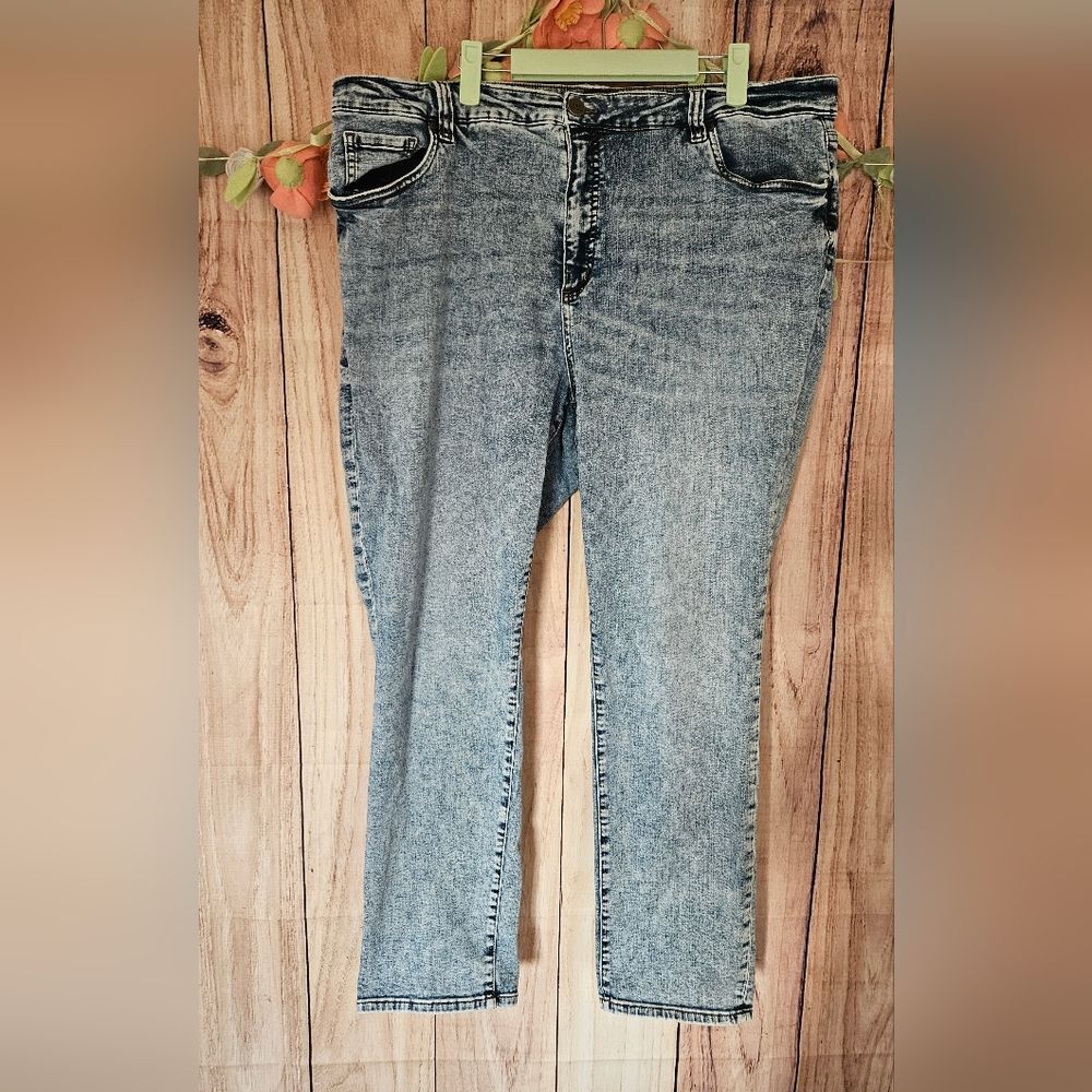Kut From The Kloth Acid Wash Style Straight Jeans Plus Size 20W